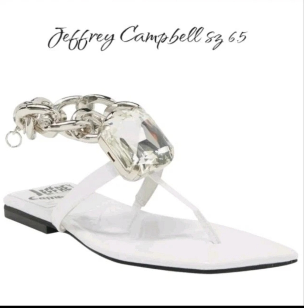 Jeffrey Campbell Ring-On-It White Leather Sandals Size 7